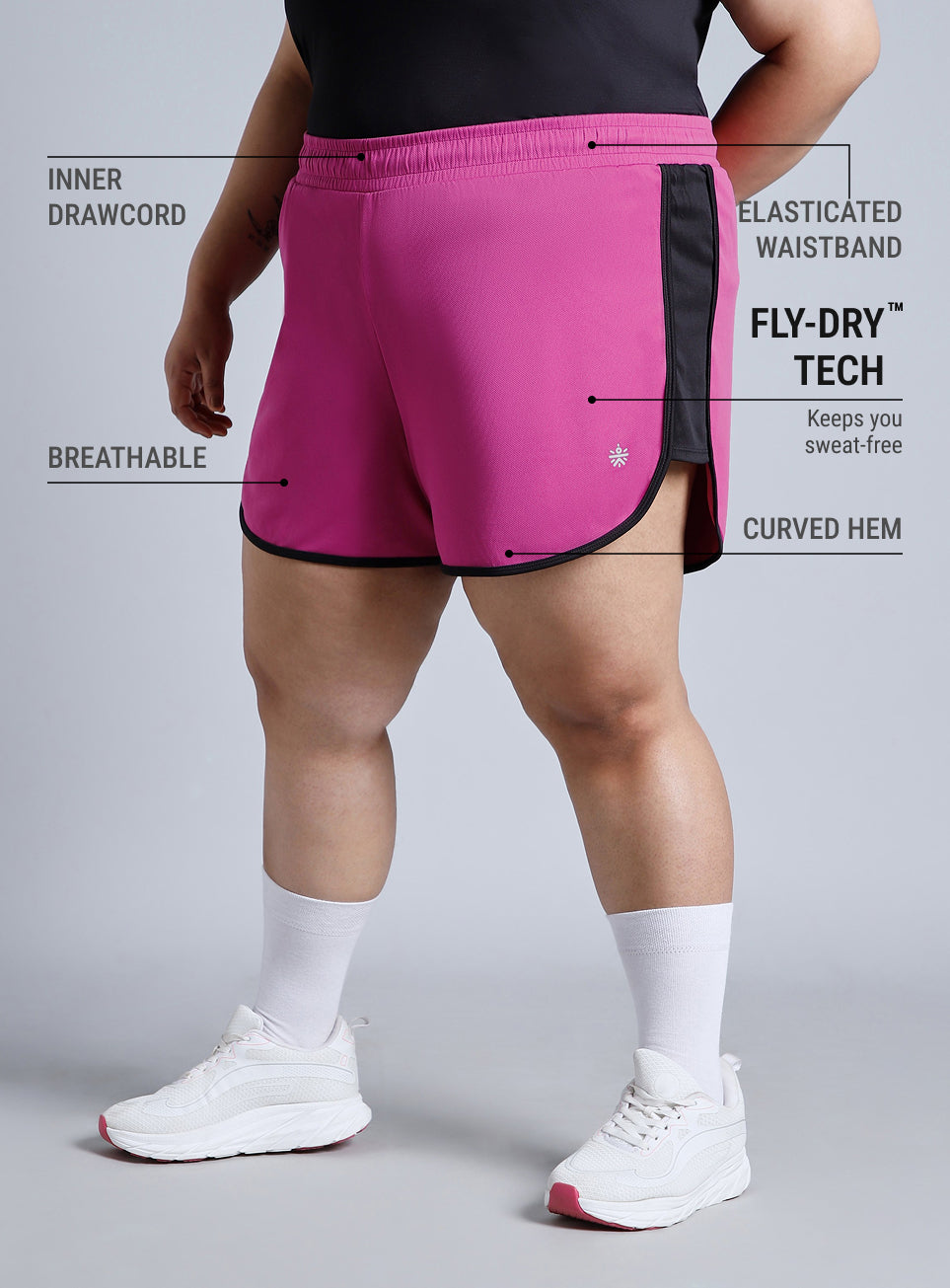 Women's Pink Power Active Plus Size Shorts