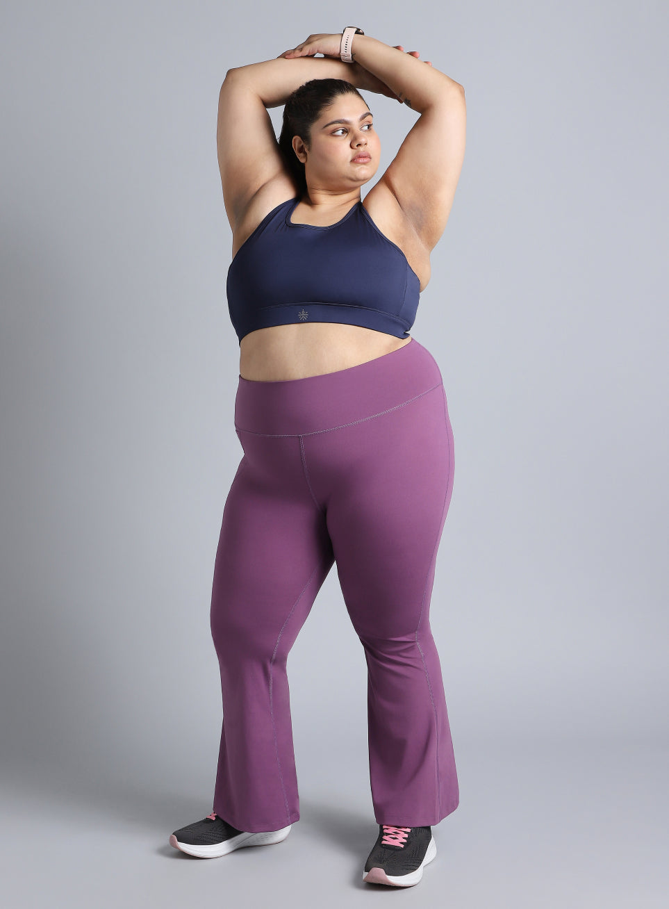 Women's Blue Racer Back Hook Running High Support Plus Size Sports Bra