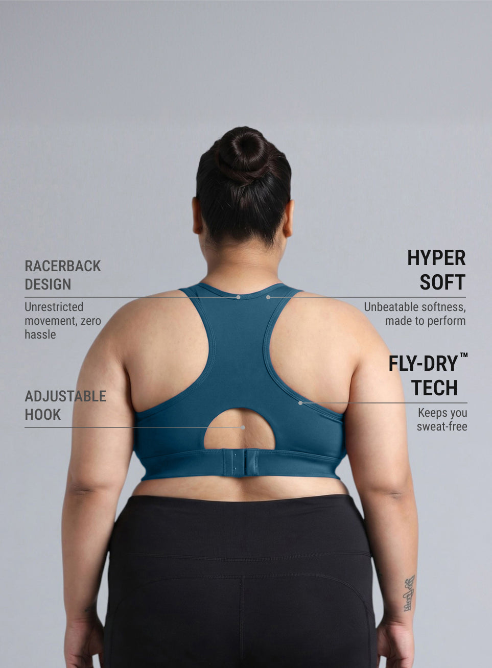 Women's Green Racer Back Hook Running High Support Plus Size Sports Bra