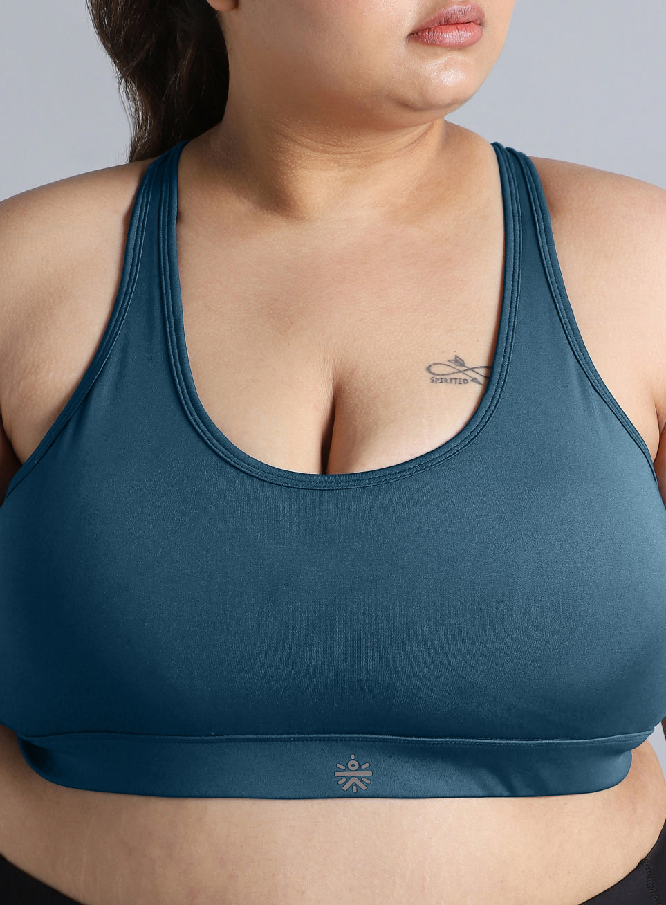 Women's Green Racer Back Hook Running High Support Plus Size Sports Bra