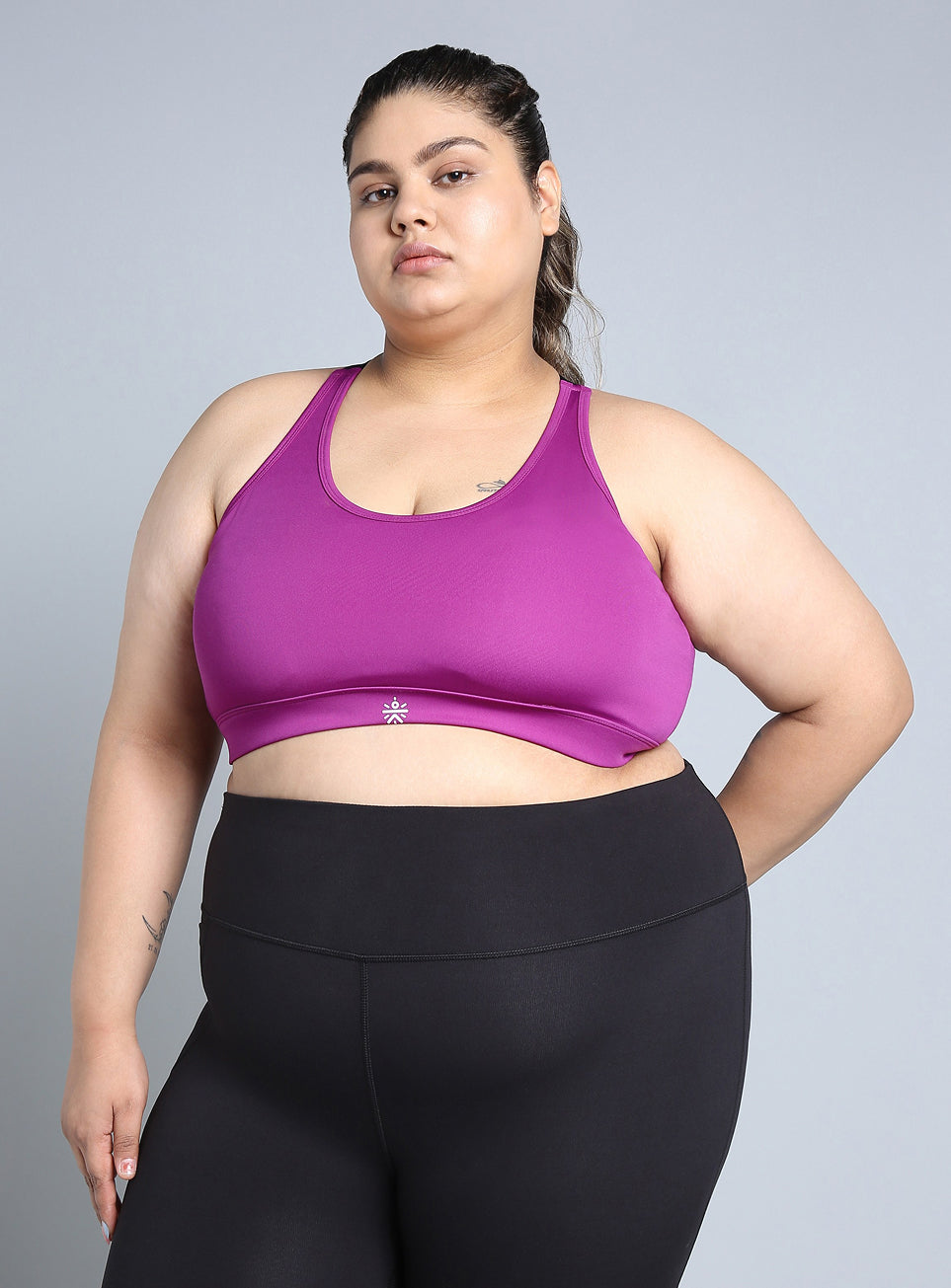 Women's Pink Adjustable Strap Training High Support Plus Size Sports Bra