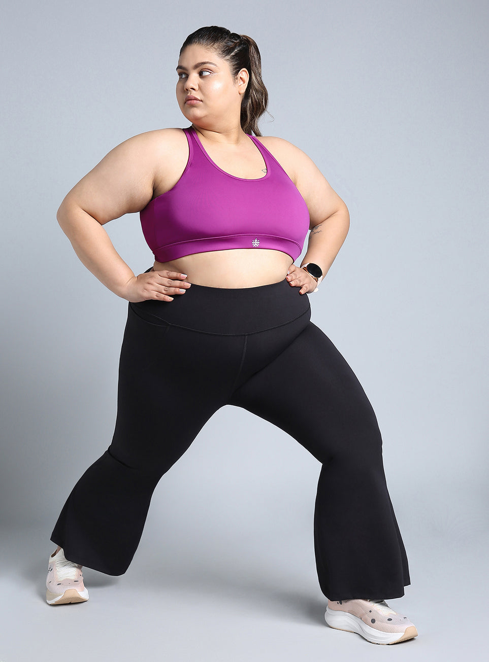 Women's Pink Adjustable Strap Training High Support Plus Size Sports Bra