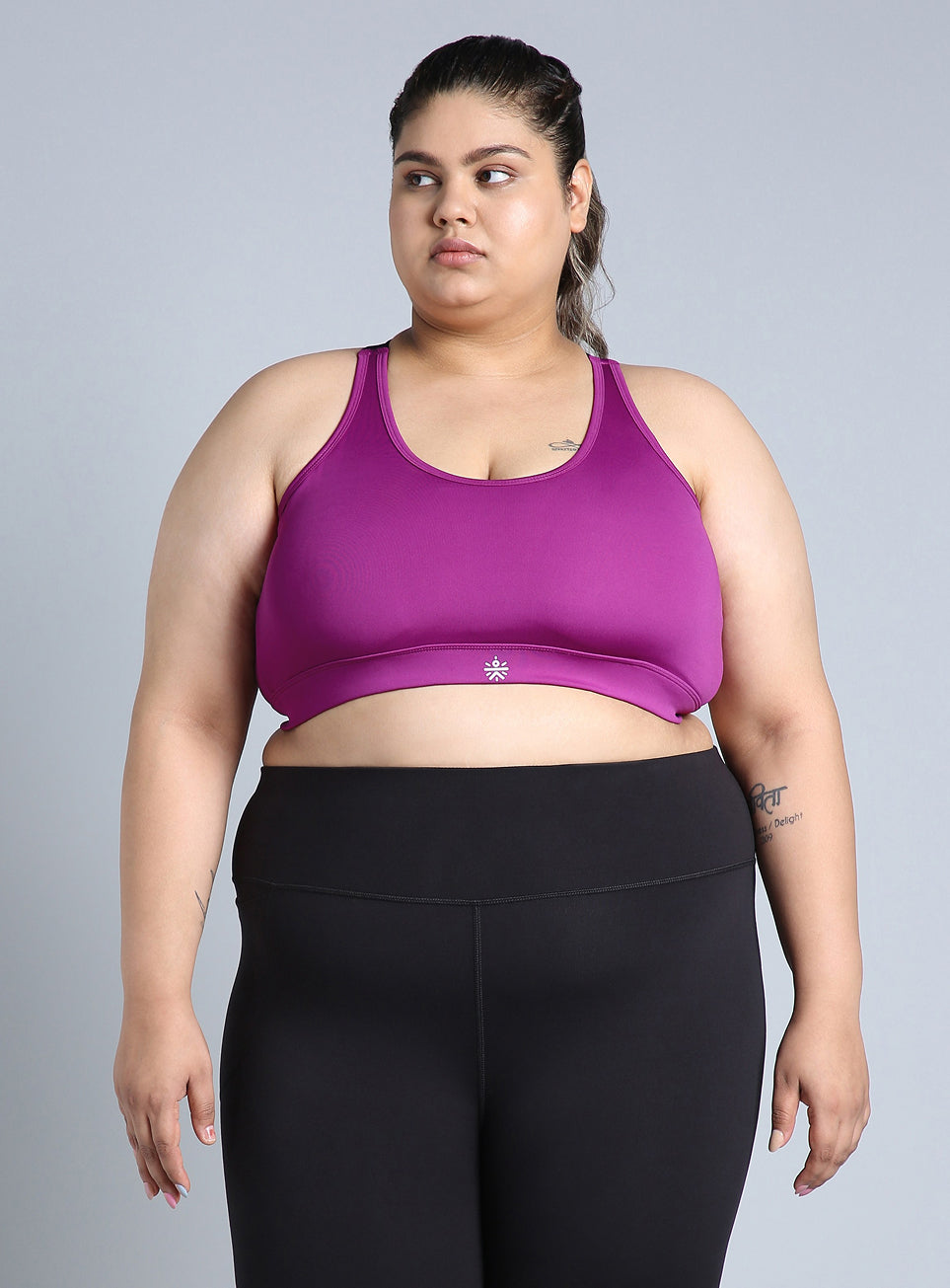 Women's Pink Adjustable Strap Training High Support Plus Size Sports Bra