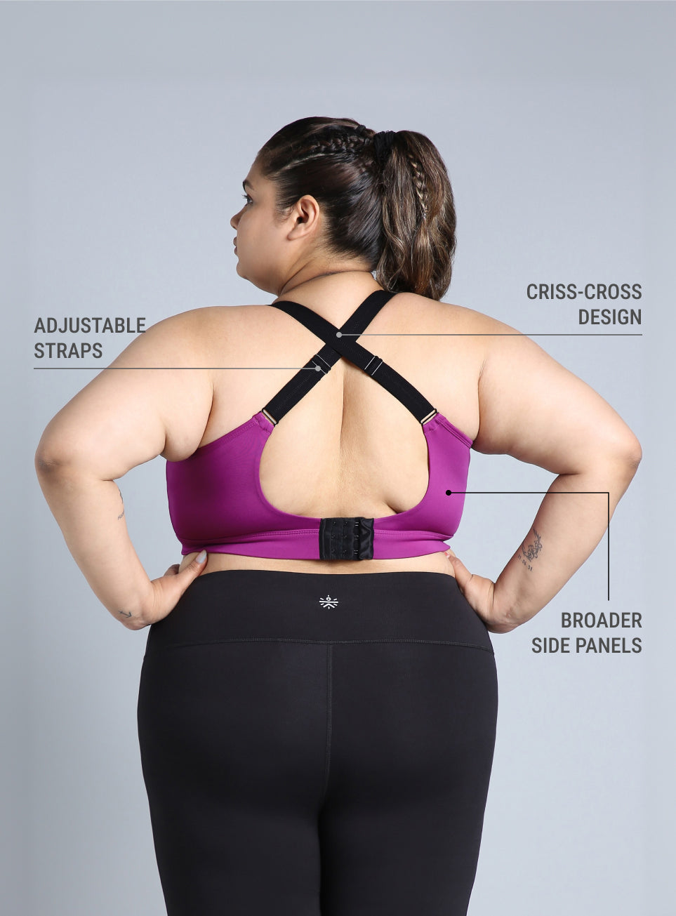 Women's Pink Adjustable Strap Training High Support Plus Size Sports Bra