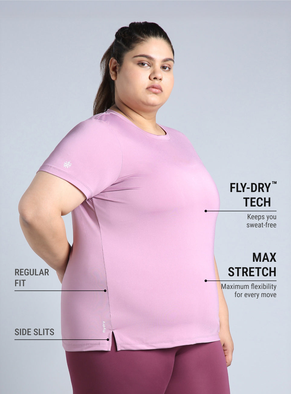Women's Purple Plus Size Back Vent Training Tee