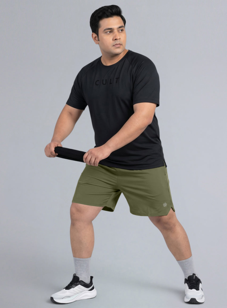 Men's Olive Runner's Essential Plus Size Shorts
