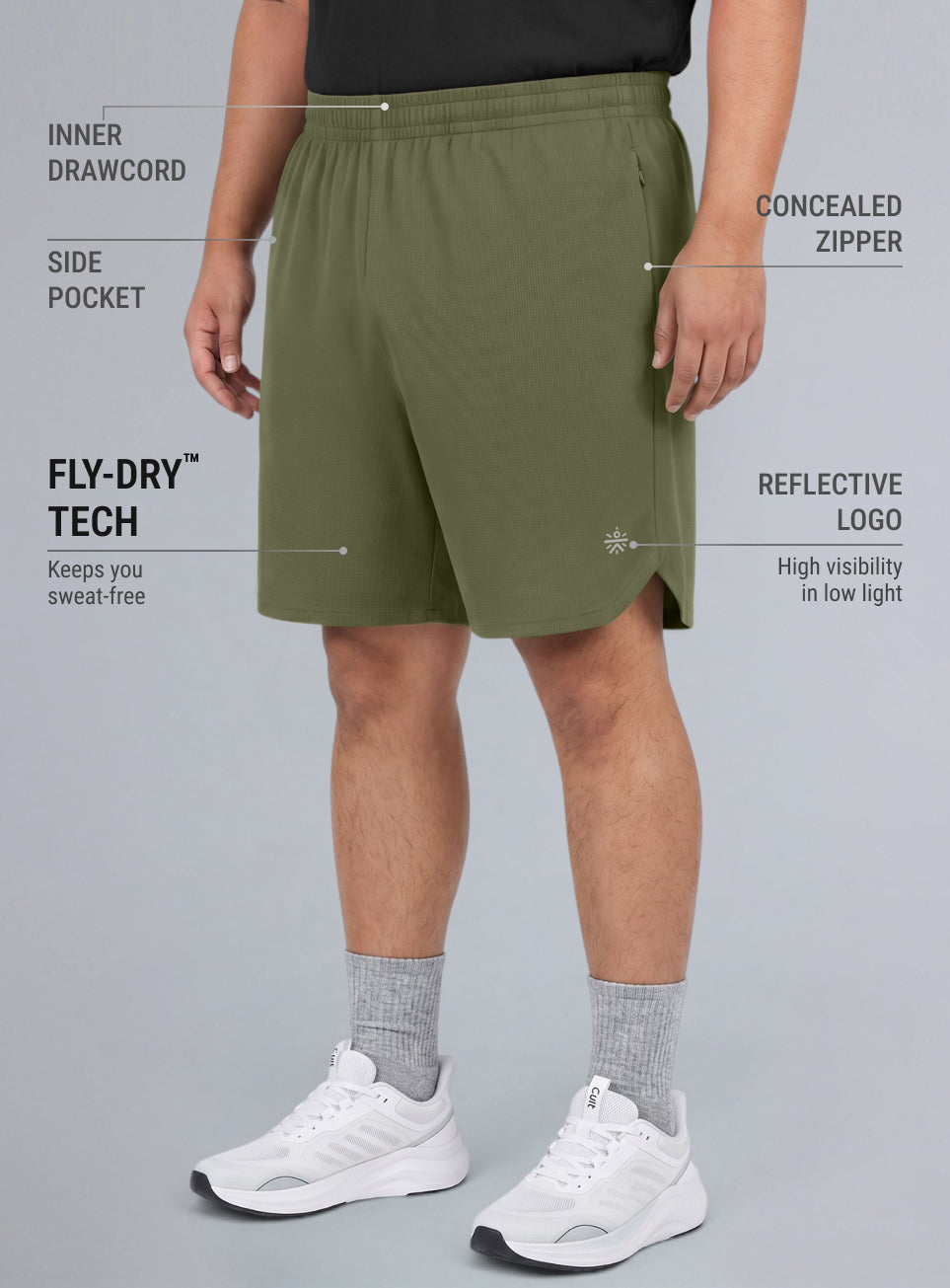 Men's Olive Runner's Essential Plus Size Shorts
