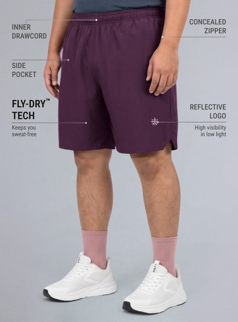 Men's Maroon Runner's Essential Plus Size Shorts