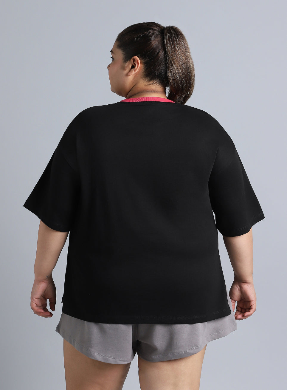 Women's Black Cult Classic Oversized Fit Plus Size T-shirt