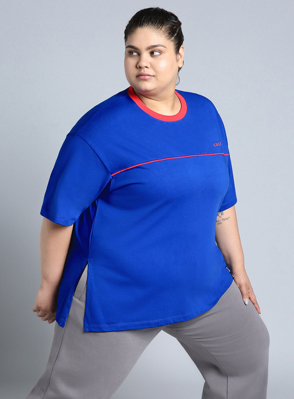 Women's Blue Cult Classic Oversized Fit Plus Size T-shirt
