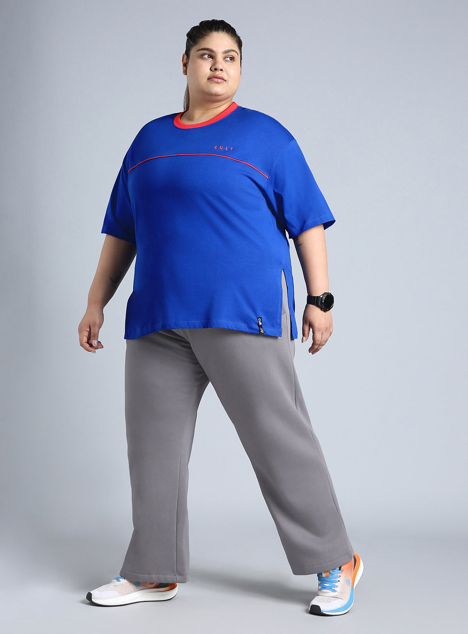 Women's Blue Cult Classic Oversized Fit Plus Size T-shirt