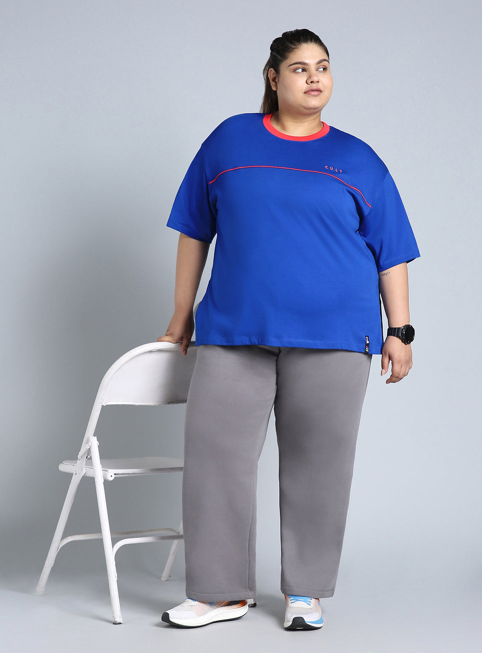 Women's Blue Cult Classic Oversized Fit Plus Size T-shirt