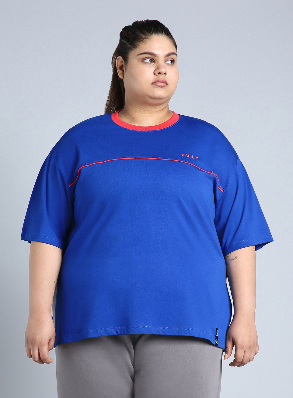 Women's Blue Cult Classic Oversized Fit Plus Size T-shirt