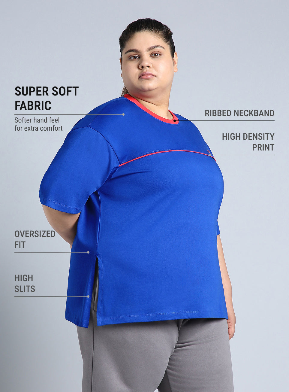 Women's Blue Cult Classic Oversized Fit Plus Size T-shirt