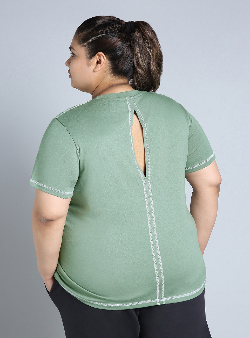 Women's Green Plus Size Back Vent Athleisure Tee