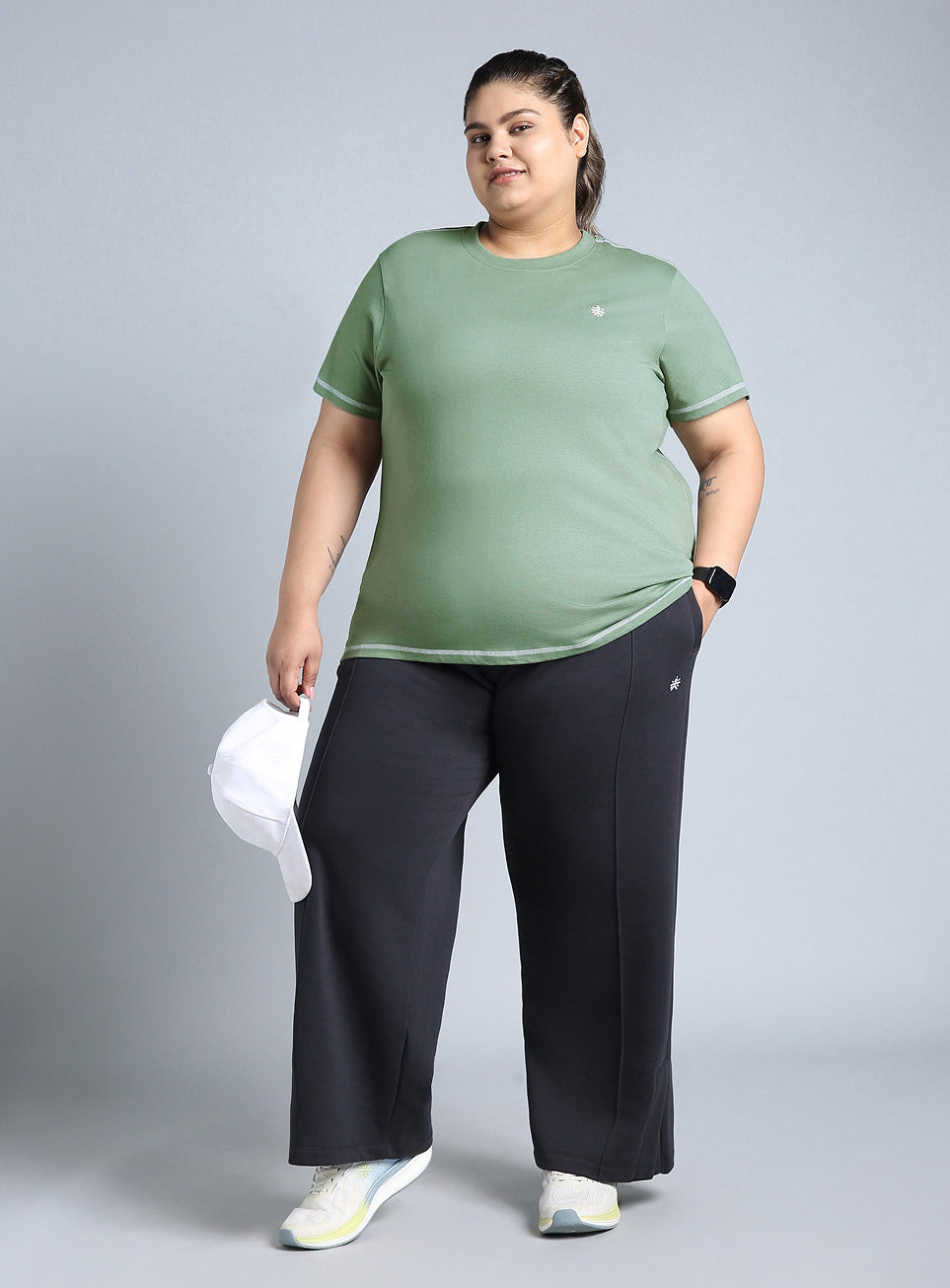 Women's Green Plus Size Back Vent Athleisure Tee