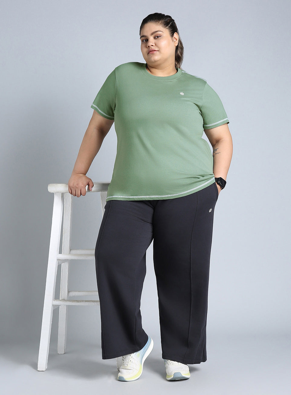 Women's Green Plus Size Back Vent Athleisure Tee