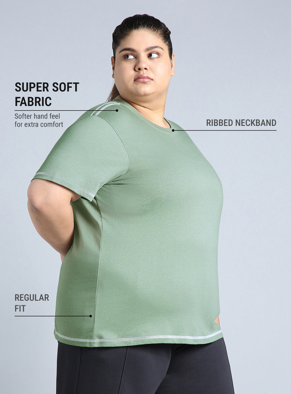 Women's Green Plus Size Back Vent Athleisure Tee