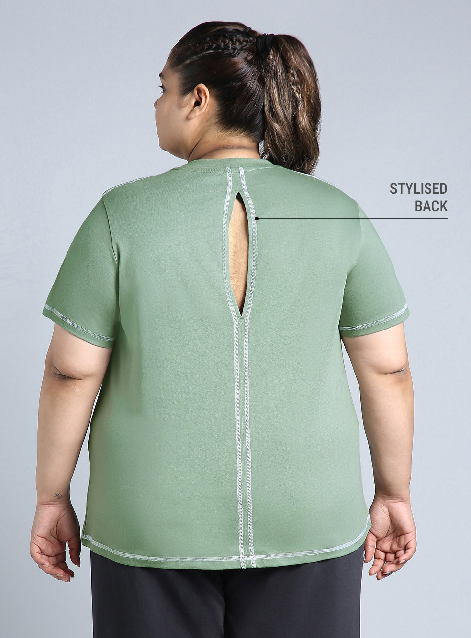 Women's Green Plus Size Back Vent Athleisure Tee