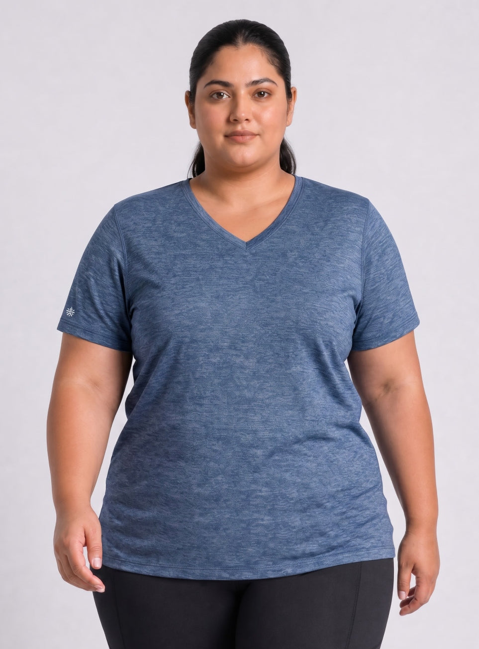 Women's Navy V neck Training Plus Size Comfortech T-shirt