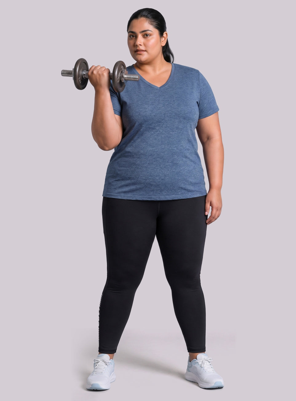 Women's Navy V neck Training Plus Size Comfortech T-shirt