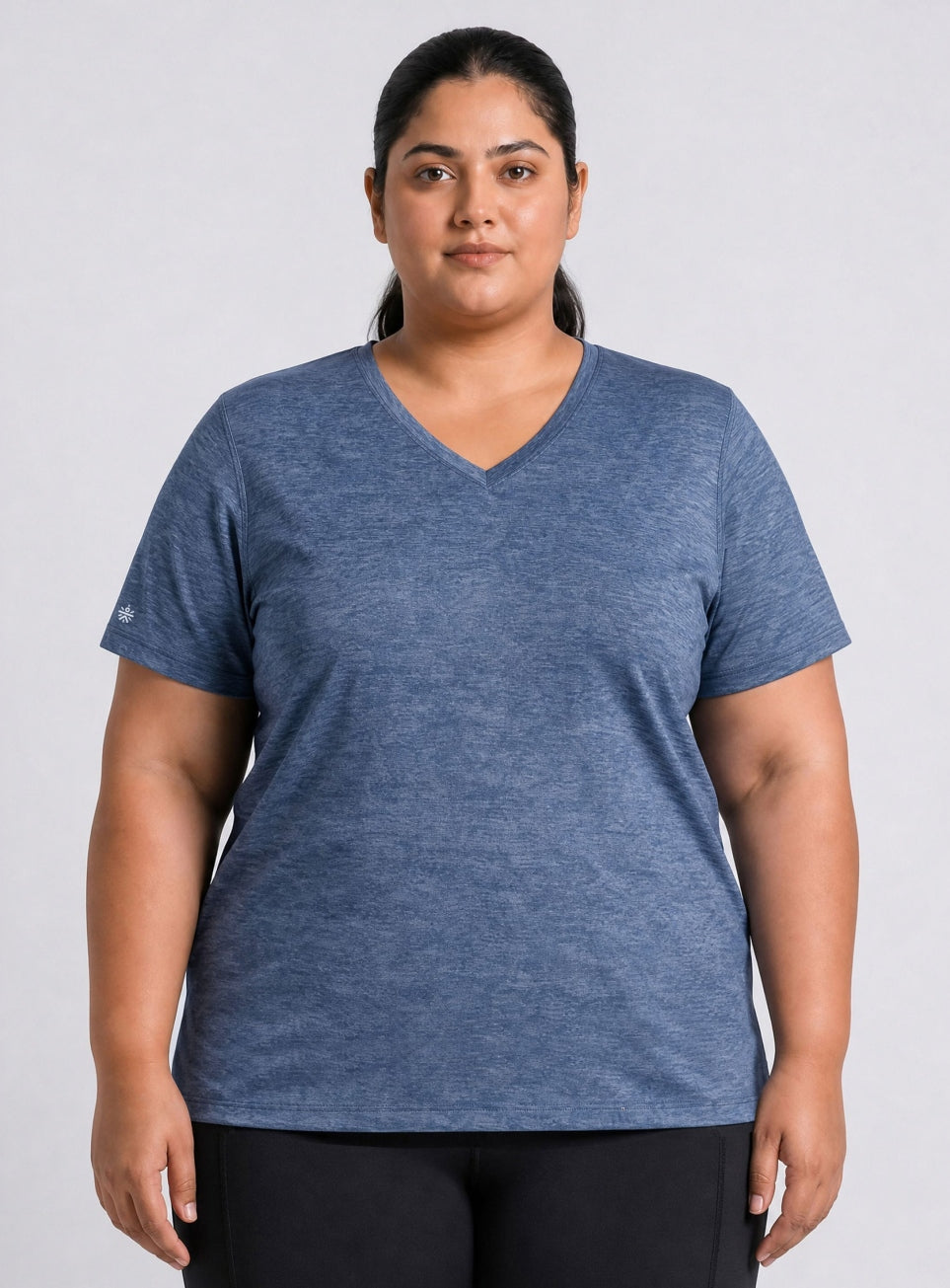 Women's Navy V neck Training Plus Size Comfortech T-shirt