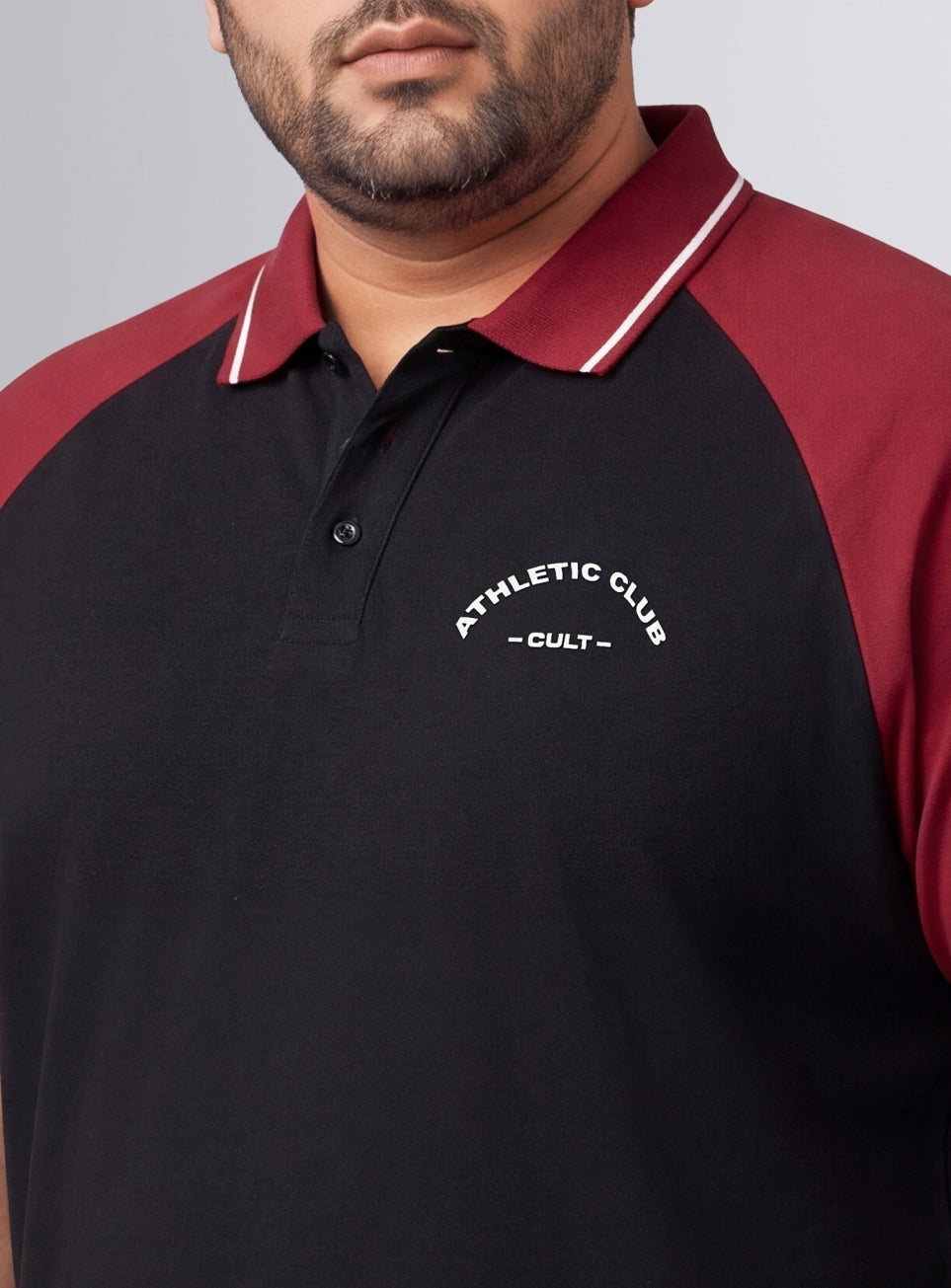 Men's Black Athletic Club Plus Size Polo T-shirt