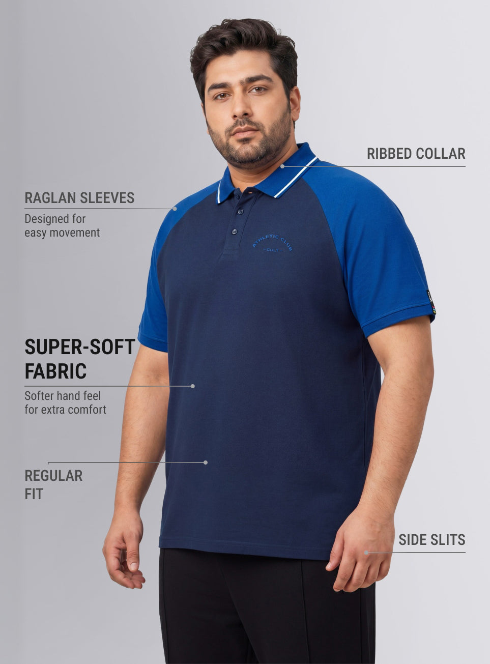 Men's Navy Athletic Club Plus Size Polo T-shirt