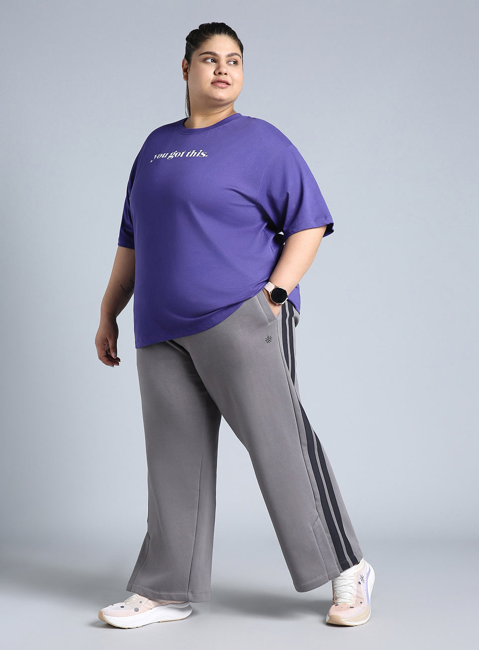 Women's Blue You Got This Oversized Fit Plus Size T-shirt