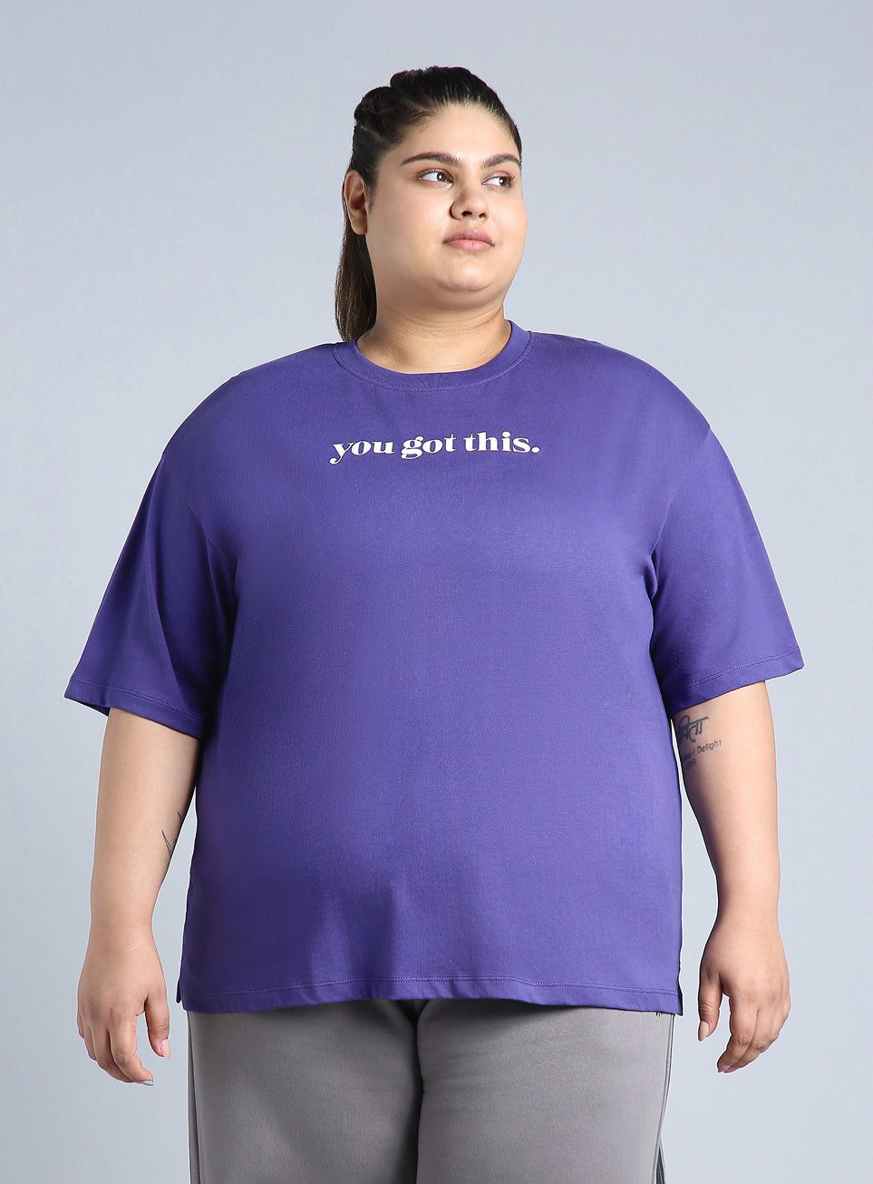 Women's Blue You Got This Oversized Fit Plus Size T-shirt
