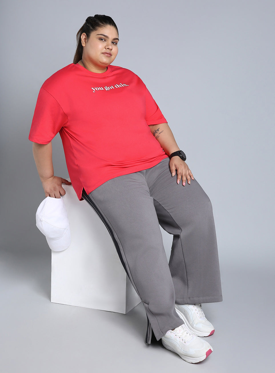 Women's Red You Got This Oversized Fit Plus Size T-shirt