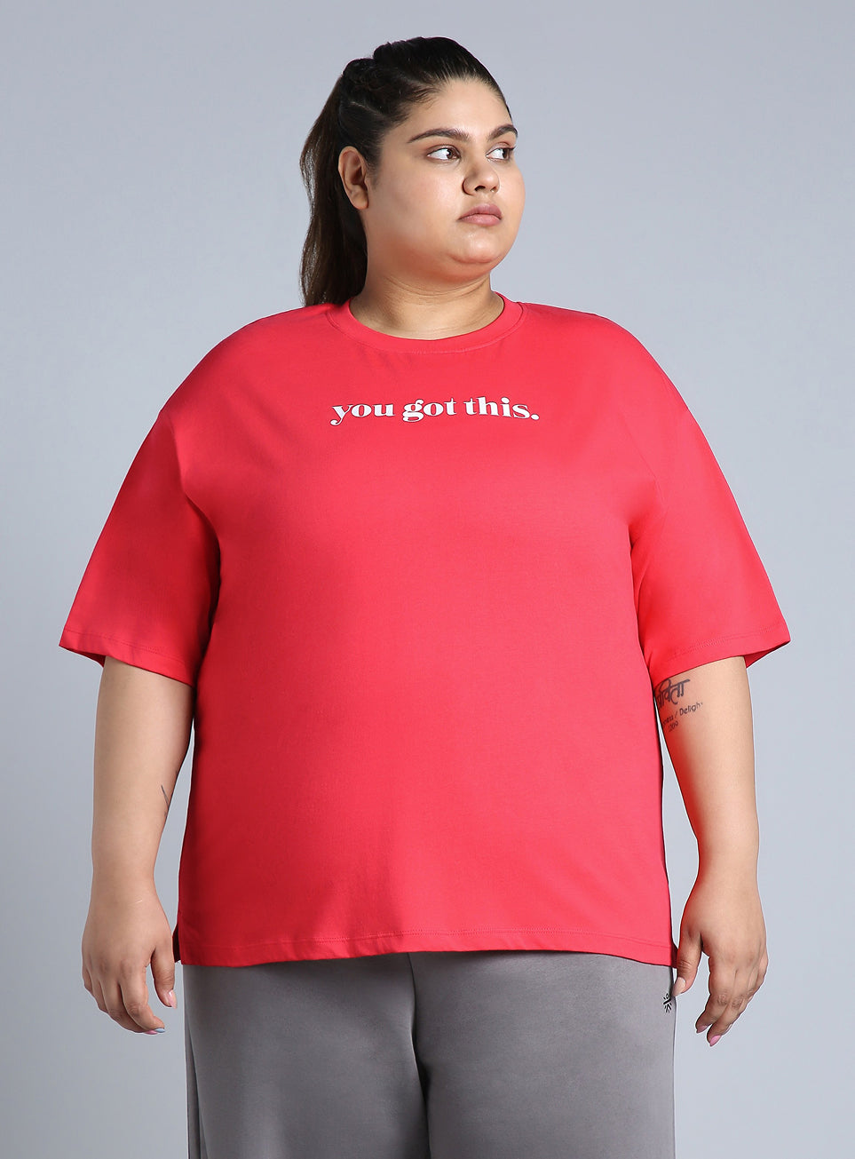 Women's Red You Got This Oversized Fit Plus Size T-shirt