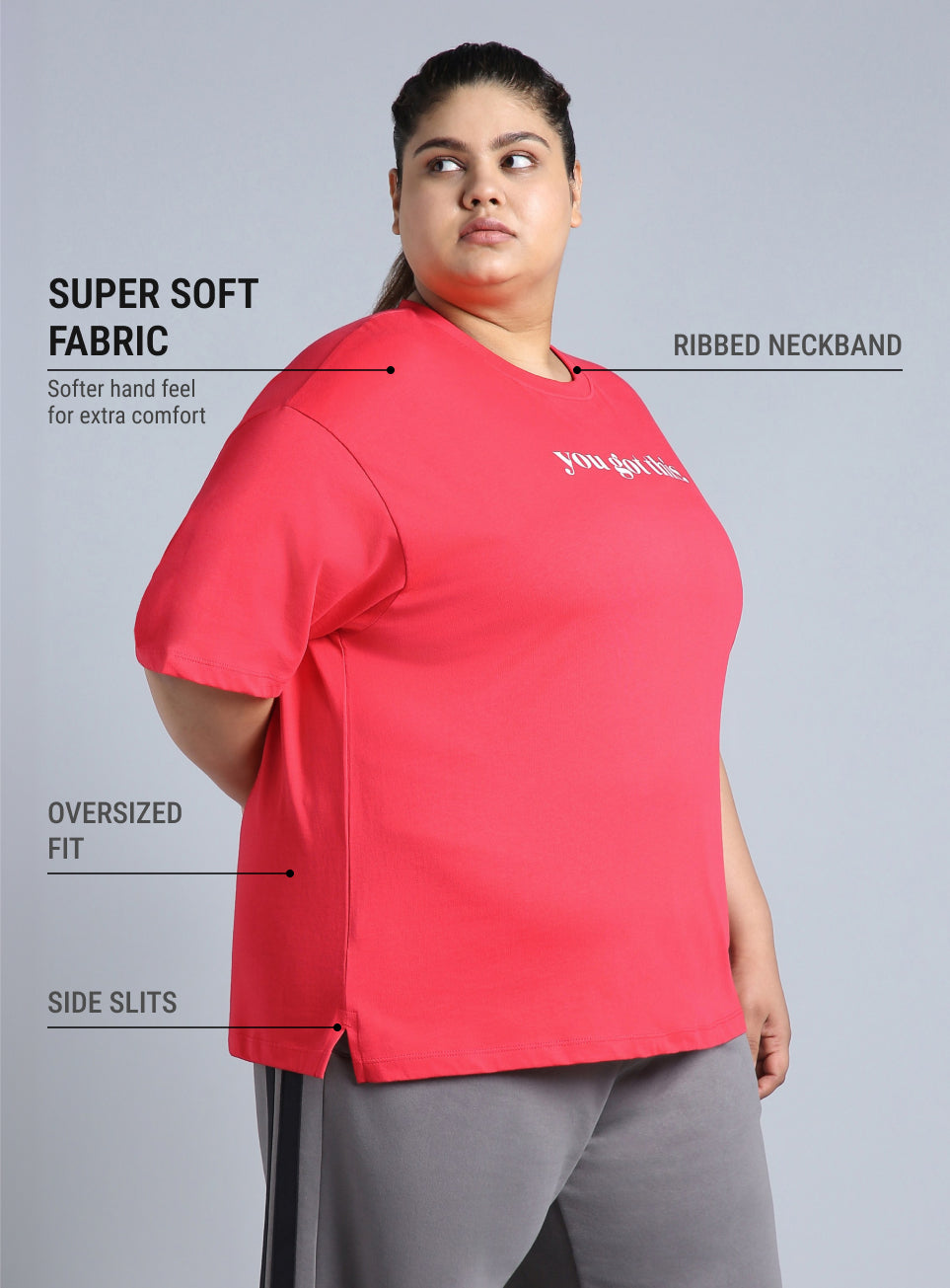 Women's Red You Got This Oversized Fit Plus Size T-shirt