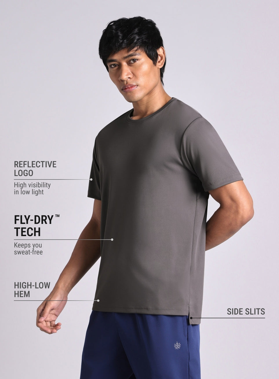 Men's Dark Grey Night escape Running T-shirt
