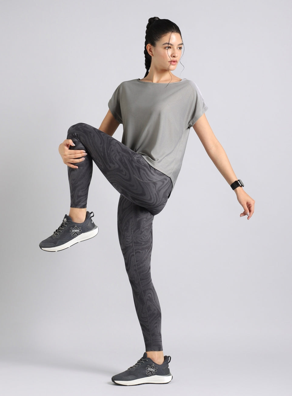 Women's Grey Premium Jacquard Knit Aqua Top