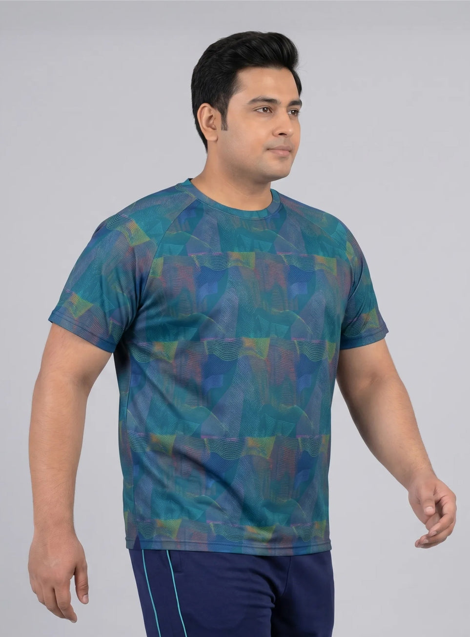Men's Teal High Energy Line Training Plus Size T-shirt
