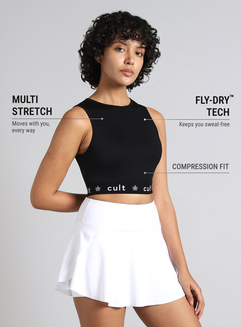 Women's Black Knock Out Compression Cropped T-shirt
