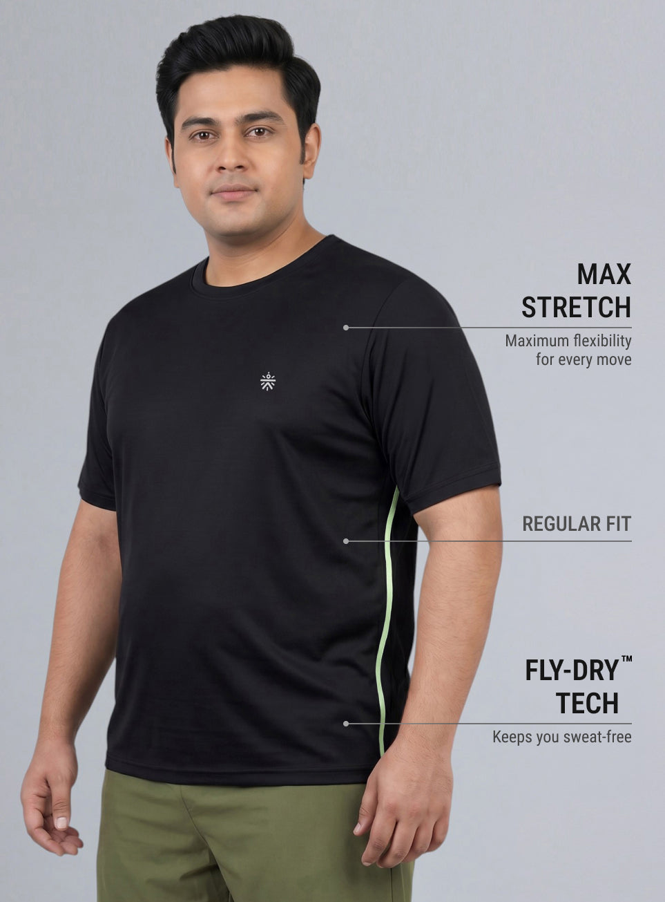 Men's Black All Format Plus size Training T-shirt