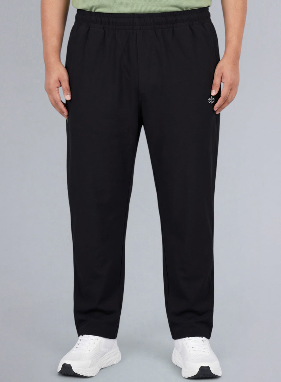 Men's Black Power Pop Plus Size Straight Fit Trackpants