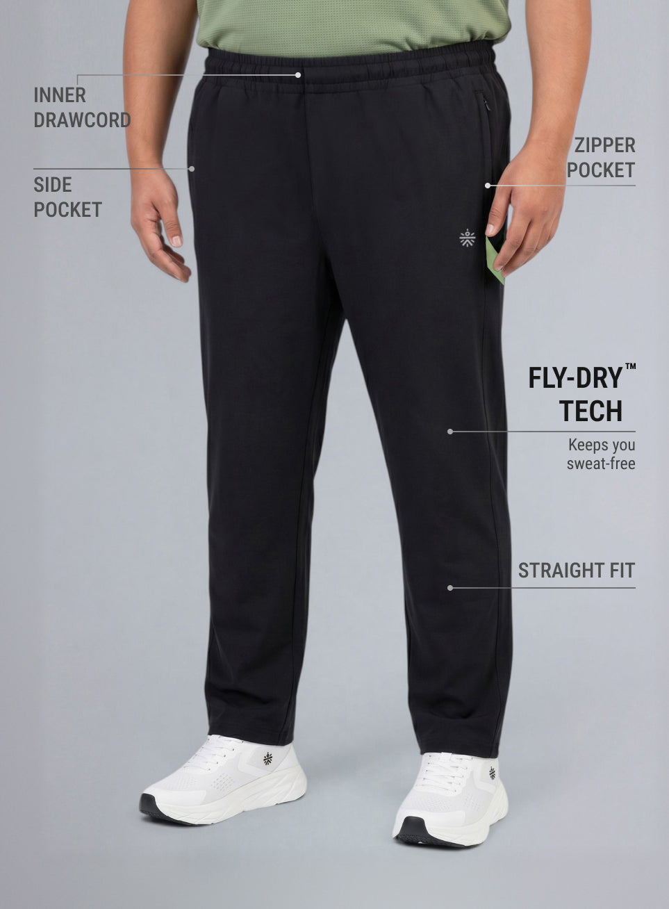 Men's Black Power Pop Plus Size Straight Fit Trackpants
