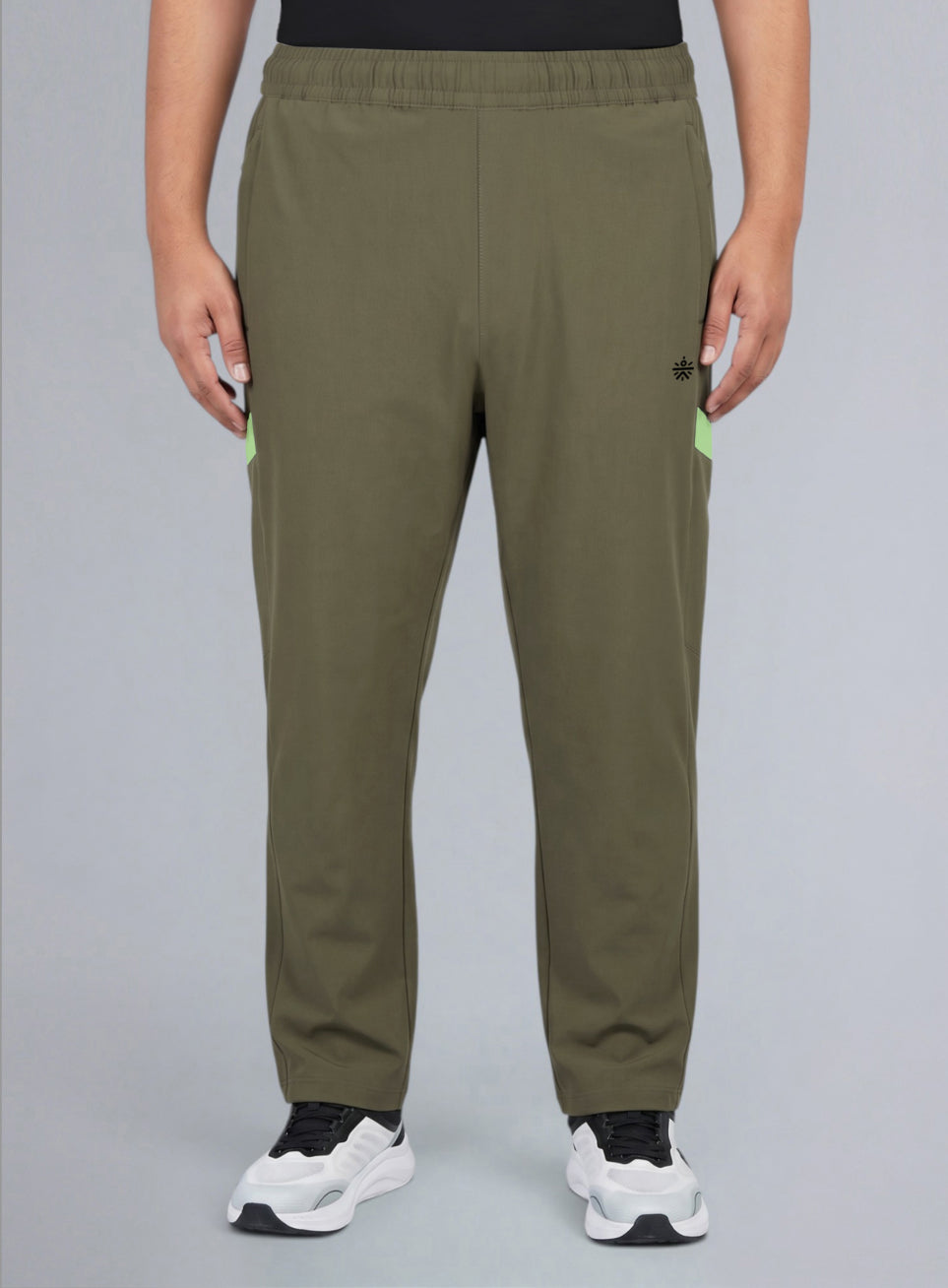 Men's Olive Power Pop Straight Fit Trackpants