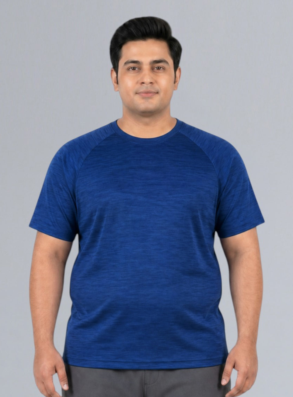 Men's Blue Textured Performance Plus Size T-shirt