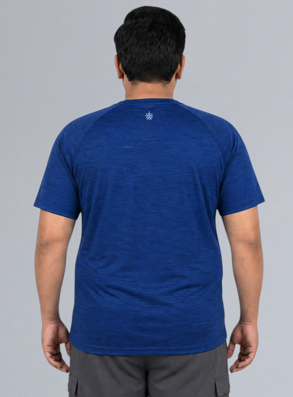 Men's Blue Textured Performance Plus Size T-shirt