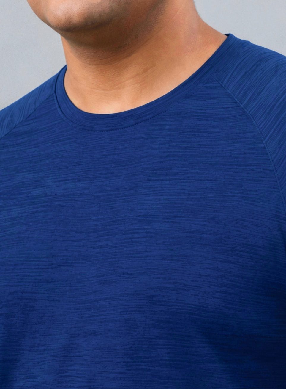Men's Blue Textured Performance Plus Size T-shirt