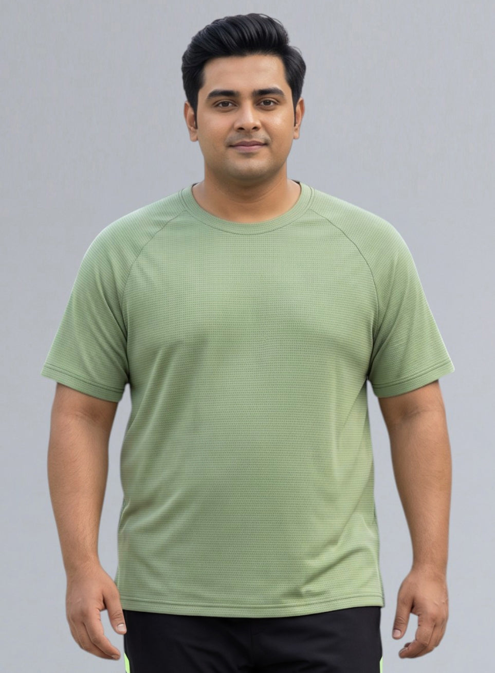 Men's Green Textured Performance T-shirt