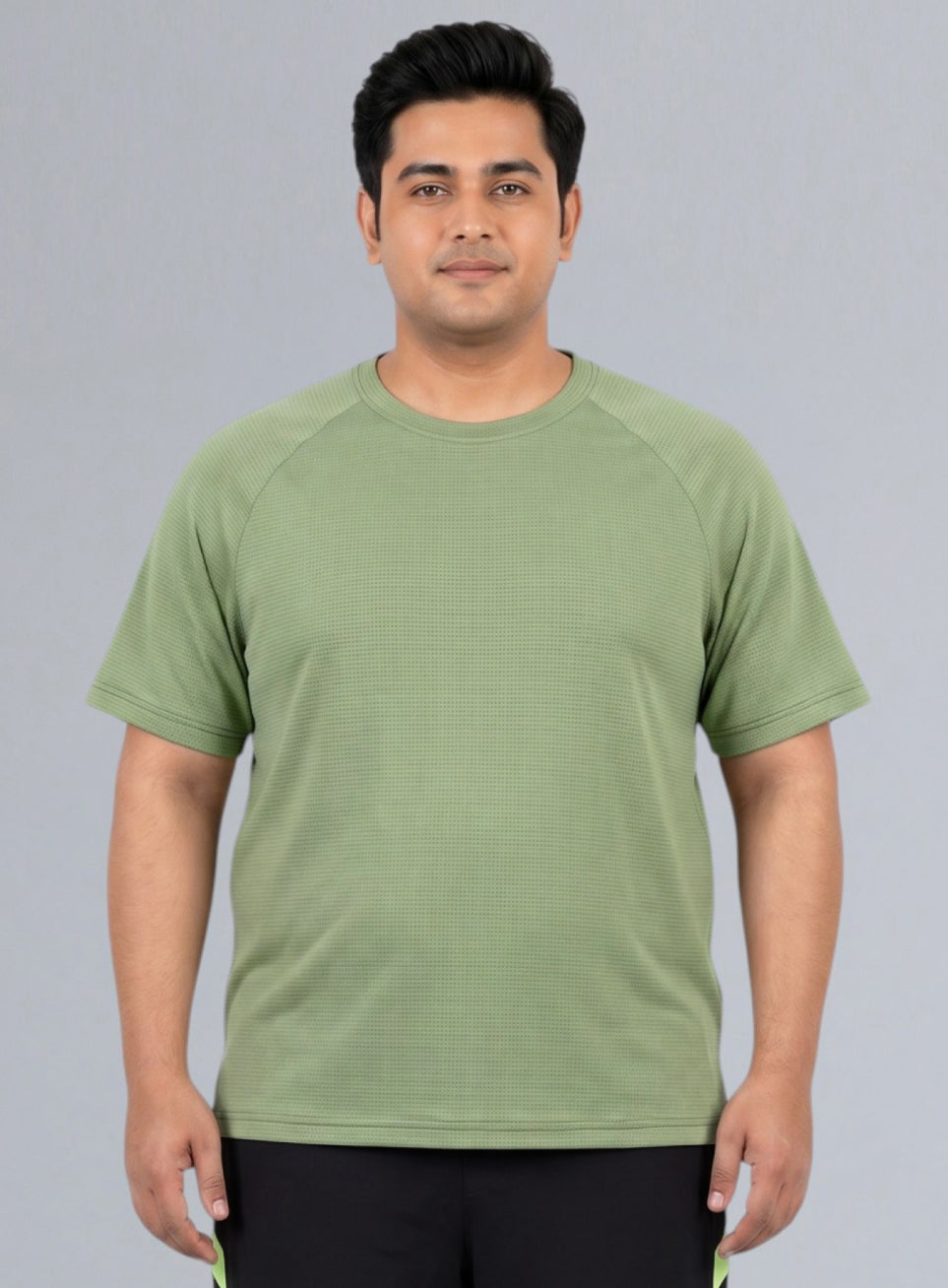 Men's Green Textured Performance T-shirt