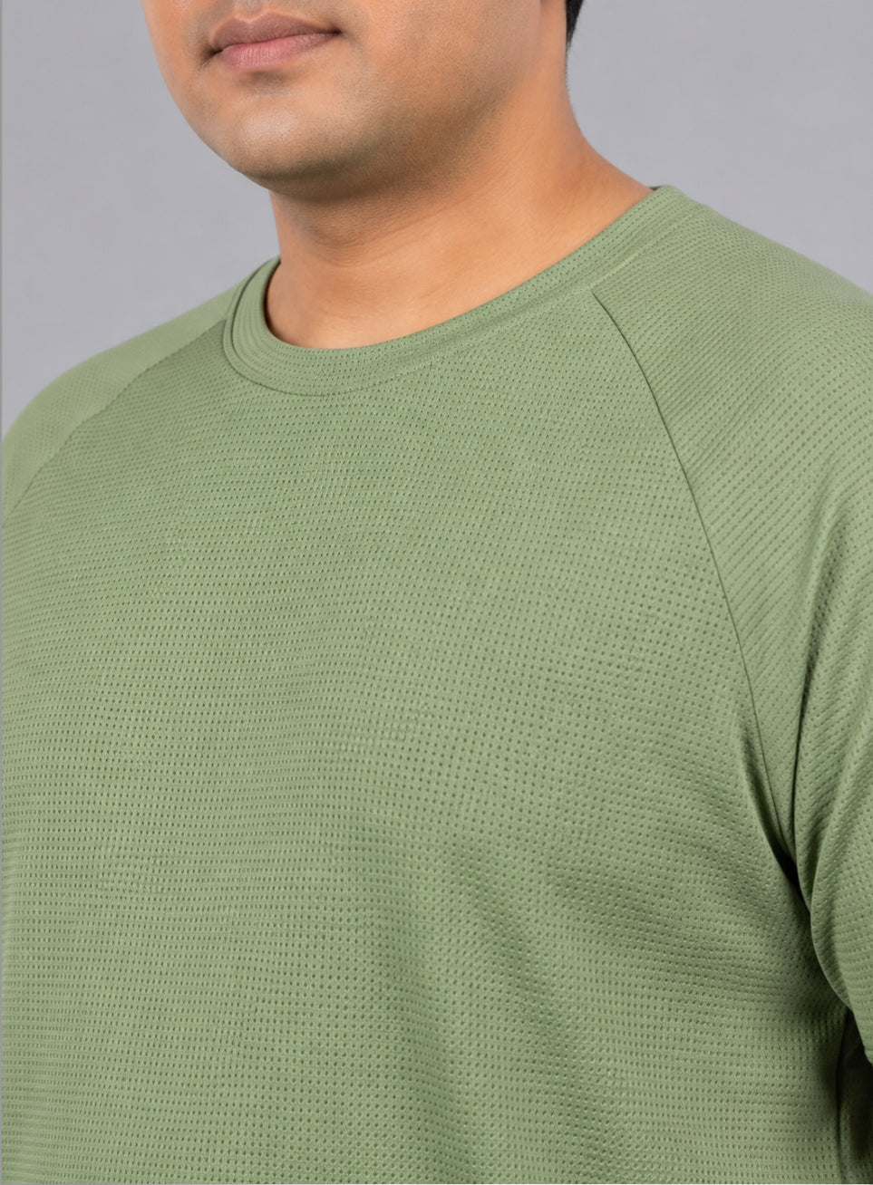 Men's Green Textured Performance T-shirt