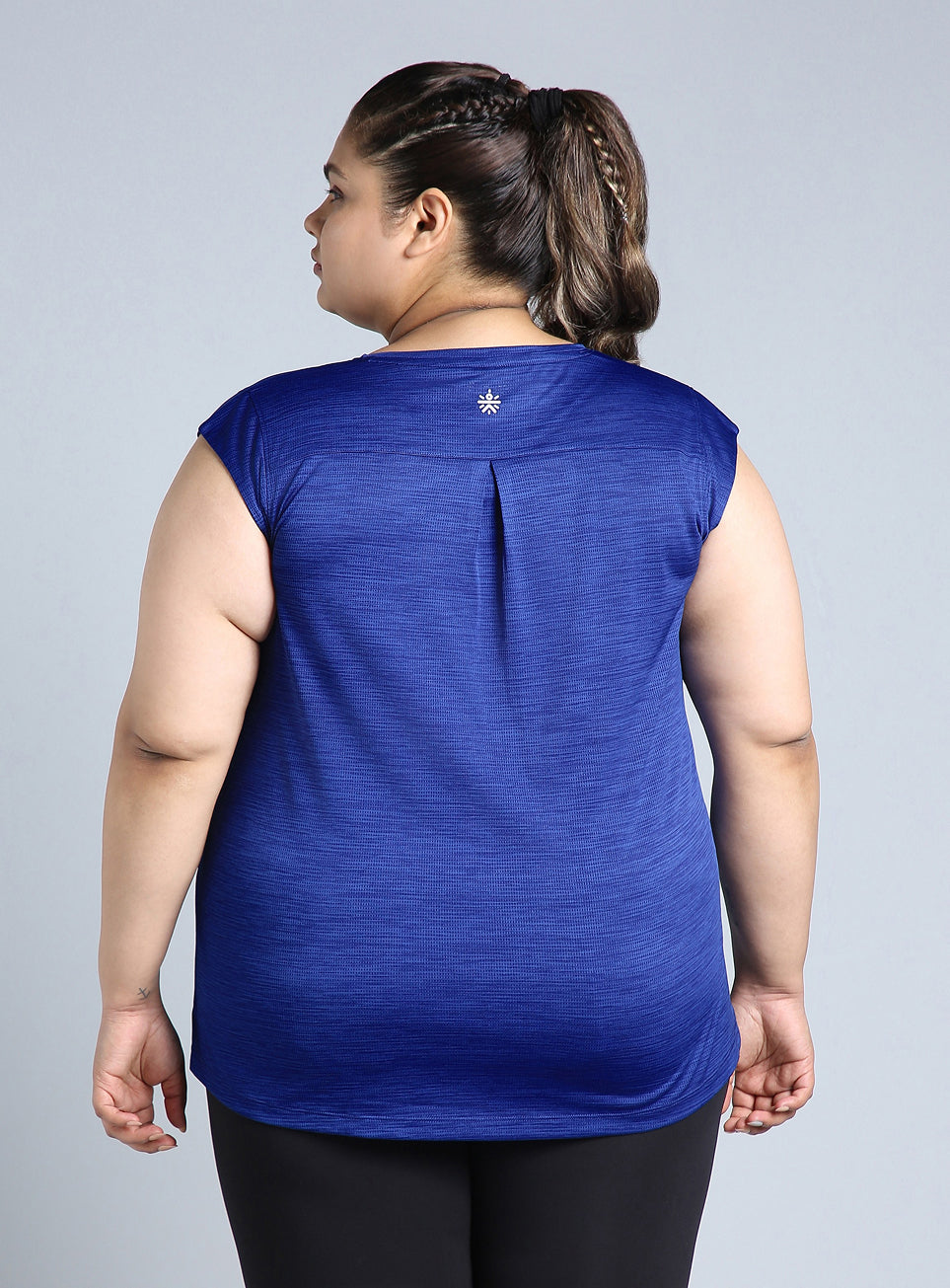 Women's Blue Melange Plus Size Training Tee