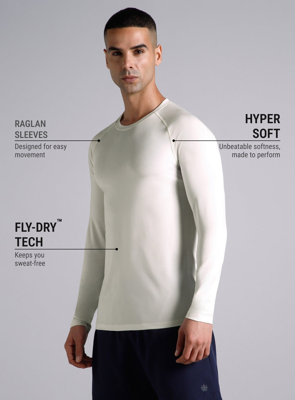 Men's White Base Layer Run Full Sleeve T-shirt