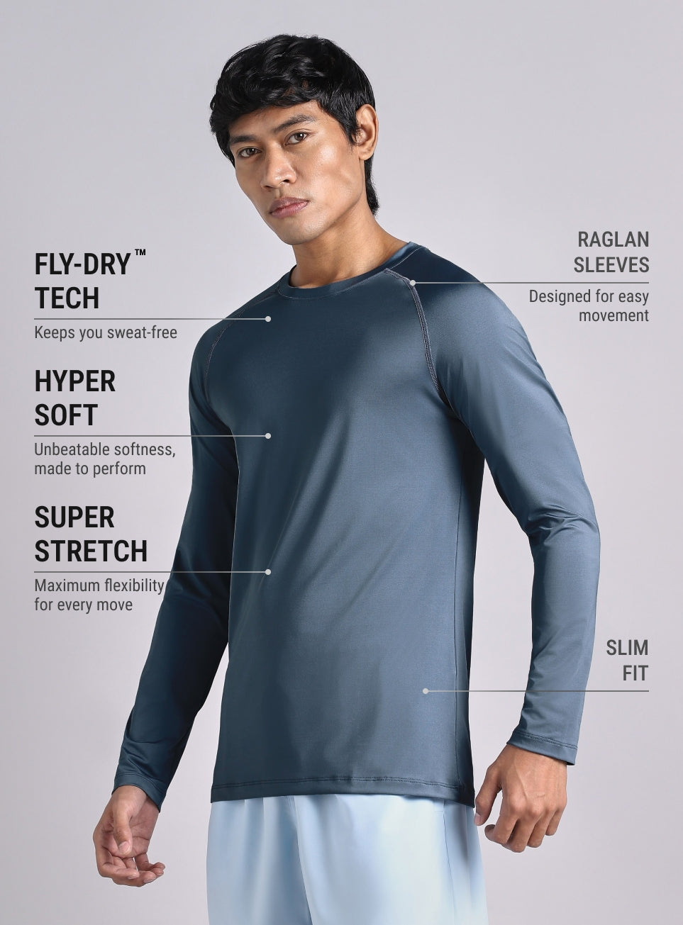 Men's Blue Base Layer Run Full Sleeve T-shirt